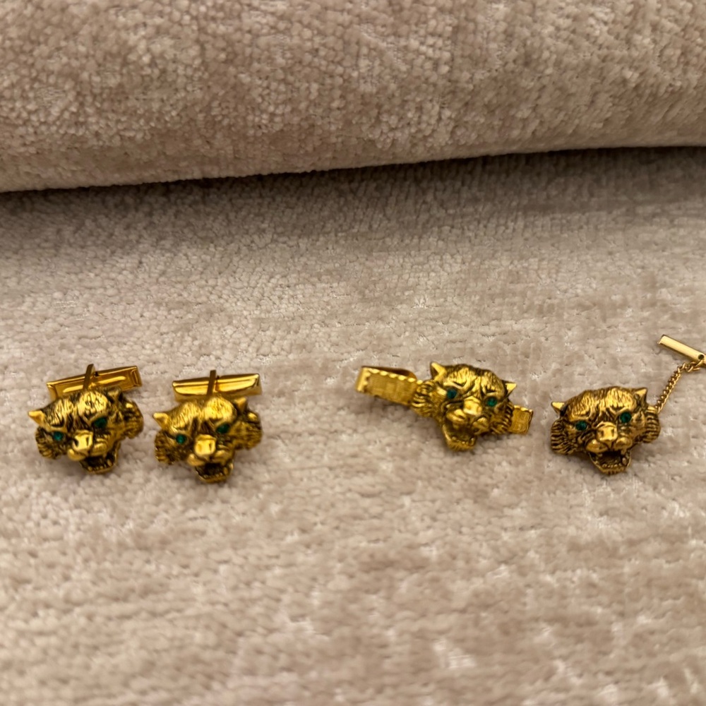 Rare Vintage Judy Lee Gold Tiger cufflinks/tie-clip/tie pin ( on hold for buyer) - Picture 5 of 6